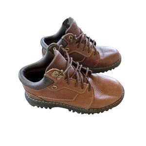 VTG Outland Mens Brown Leather Chukka Hiking Work Boots Size 9 Chunky Lug Sole